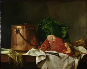 Vorbereitungen für eine Suppe mit Öl auf Leinwand