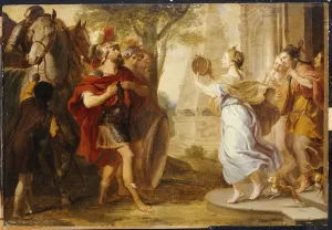 Jepthah begrüßt von seiner Tochter (Öl auf Leinwand)