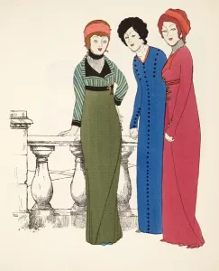 Drei Abendmantel der Empire-Linie von Les Robes de Paul Poiret pub.