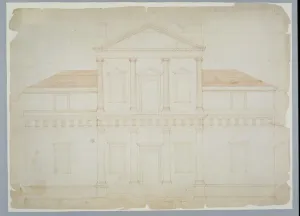 Colonial American Architecture Drucke: Monticello, First Version (Elevation), probably before March 1771