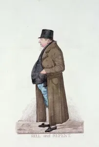 Drucke von XCF270015 Verkaufen und Rechtfertigen , 1817 (farbig etischendruck ) von Dighton, Richard (1795-1880) ; 32.9x23 cm; National Portrait Gallery, London, UK; (add.info.: Thomas Hall fl.1817); Englisch Porträt Drucke: Verkaufen und Rechtfertigen, 1817 (farbig geätztes Kupferstich)