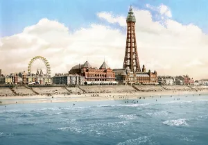 UK Landmarks Drucke: Blackpool Tower and North Pier