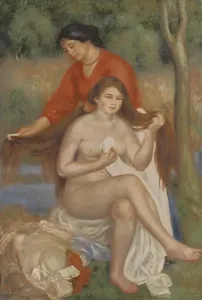 Drucke von BRN194382 Bather und Mägdinummal um 1900 (Öl auf Leinwand) von Renoir Pierre Auguste (1841-1919); 145.1x94.9 cm; The Barnes Foundation Philadelphia Pennsylvania USA eBarnes Foundation Französisch Pierre-Auguste Renoir Drucke: Badner und Mägdin, um 1900 (Öl auf Leinwand)
