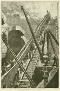 Iconic British Landmarks Drucke: Building of Tower Bridge over Thames river