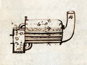 Robert Stephenson Engineer Drucke: Detail of Rocket, side view, from Rastricks notebook, 1829 (pen & ink on paper)