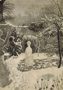 Drucke von RAV 66528 Schneewesen (oh/zu k.) von Ravilioss, Tirscha (geb. Garwoed), 1908 - 1951; Privatbesitz Aquarellbilder Drucke: Schneewitwen (w/c)