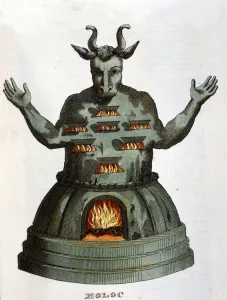 Moloch. Antike karthagische Gottheit. Wir opferten den Kindern an ihn, indem wir sie warfen.