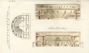 Giulio Ferrario Costume Book Drucke: Plan and elevations of the theatre at Herculaneum