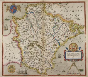 Old Maps Of England Drucke: Map of Devon