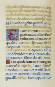 Historical Book Illustrations Drucke: Text page with initial E