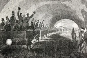 London Underground History Drucke: Trial Run Of Train In London Underground In 1862