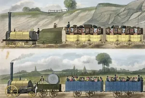 Ein Zug der ersten Klasse (oben) und ein Zug der zweiten Klasse (unten) von.