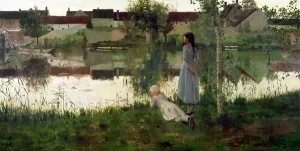 Drucke von Der Bootsausflug von Stott, William (1857-1900); Privatbesitz; Englisch außer Verlag Fluss-Kunstwerke Drucke: Die Fähre