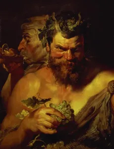 Rubens Artwork Drucke: Two Satyrs (oil on panel)