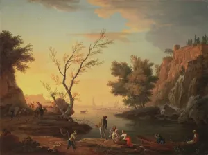 Hafen am Sonnenuntergang, 1751