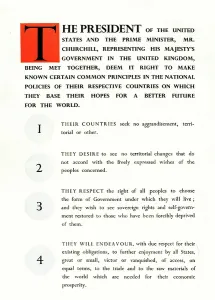 Allied Leaders Meeting Drucke: First page of the Atlantic Charter