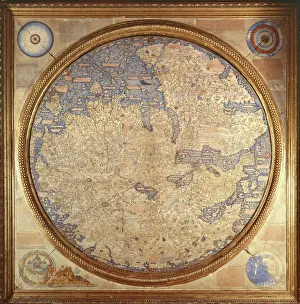 Der Mappamund i der von dem Klostervater Fra Mauro aus dem Kloster San Michele in Murano stammende Kamaldoleser Mönch im Jahr 1459