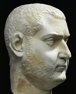 Roman Civilization Antiquity Drucke: Marble head of Emperor Decimo Celio Balbinus