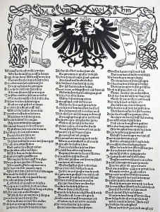 Vintage Military Prints Drucke: Facsimile of a printed war invocation