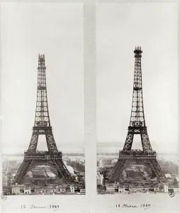 Eiffel Tower Construction Drucke: Two views of the construction of the Eiffel Tower, Paris