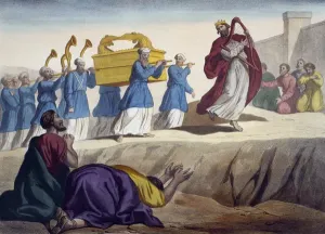 Altes Testament Drucke: David führt den Arkon des Bundes nach Jerusalem, Illustration aus einem Katechismus