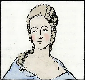 Early 18th Century European Art Drucke: Portrait of Marie Gouze dit Olympe de Gouges (drawing)