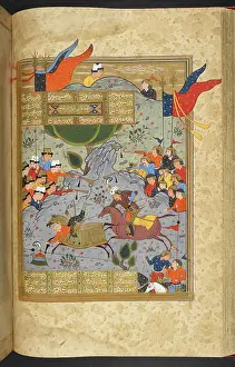 Islamic Art Collection Drucke: Rustam in battle against Afrasiyab