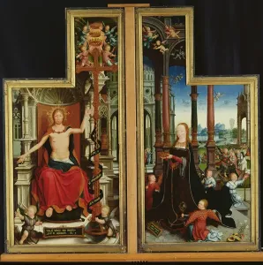 Netherlandish Painting Drucke: Polyptych of the Glorification of the Holy Trinity, panels depicting Christ Enthroned