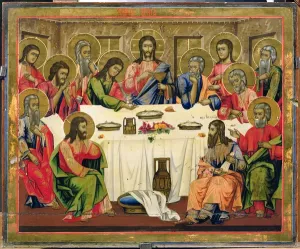Russian Orthodox Art Drucke: The Last Supper (tempera on panel)