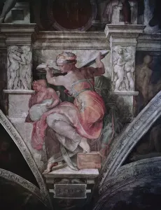 Sistine Chapel Ceiling Drucke: Sistine Chapel Ceiling: Libyan Sibyl, c. 1508-10 (fresco) (pre restoration)