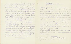 Schülernotizbuch: Konjugationsübung (Fortsetzung), Dictation, 1882 (handschriftlich)
