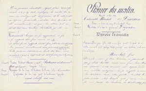 Schülernotizbuch: Fortsetzung der Probleme, Französisch-Aufgabenstellung zur Redaktion, 1882 (handschriftlich)