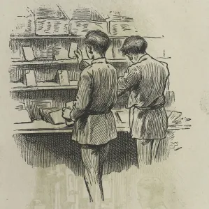 19. Jahrhundert-Illustration von Briefsortierung