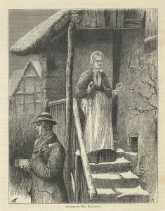Vintage Postal Worker Drucke: 19th century postman's visit