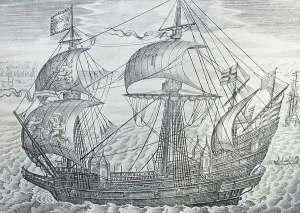 Die Ark Royal (Liniengravur).