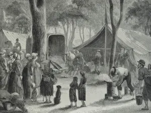Franco Prussian Conflict Images Drucke: Arrival of the Wounded, 1870 (engraving)