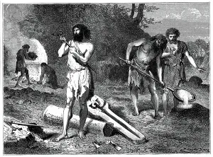 Blacksmith Art Drucke: Artist's reconstruction of casting weapons in the Iron Age