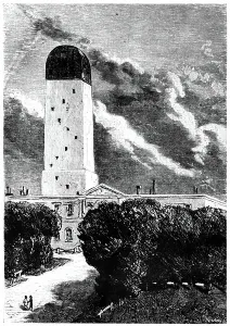 Antique Astronomy Illustrations Drucke: Astronomical observatory at Cambridge, Massachusetts, 1865 (engraving)