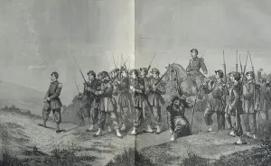 Engraved Historical Artwork Drucke: Before the Attack, 1870 (engraving)