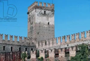 Befestigungen und Turm, Castelvecchio, 14. Jahrhundert Scaliger Festung