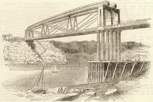 British Railways Infrastructure Drucke: Bridge over the river Wye at Chepstow, ca 1885