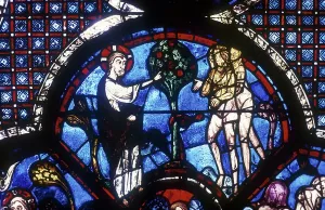Coloured Stained Glass Windows Drucke: Chartres Cathedral: The Good Samaritan window