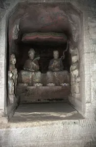 China UNESCO World Heritage Site Drucke: China, Chongqing, Dazu County, Mount Baoding, Dazu Rock Carvings, Stone sculptures