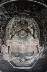 China UNESCO World Heritage Site Drucke: China, Chongqing, Dazu County, Mount Baoding, Dazu Rock Carvings, Stone sculptures