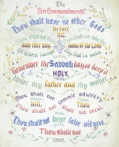 Religious Text Illustrations Drucke: The Ten Commandments, 1889