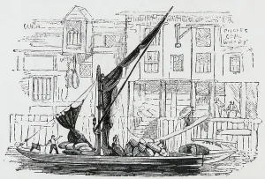 British Water Transport Drucke: Corn barge on the River Thames, London, England, early 19th century