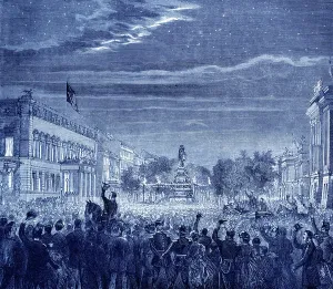 German History Art Drucke: After the Declaration of War, 1870 (engraving)
