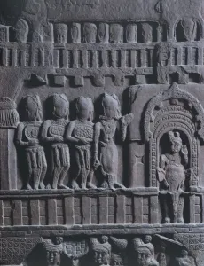 Buddhism In India Drucke: Divinity of Rupabrahma, relief from Stupa of Bharhut, Buddhist monument, Madhya Pradesh