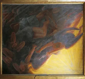 Symbolism In Art Movement Drucke: Fall of Angels, triptych central panel, 1913, by Gaetano Previati (1852-1920)
