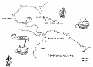 Historical Maps Of Oceania Drucke: One of the first maps of the Pacific